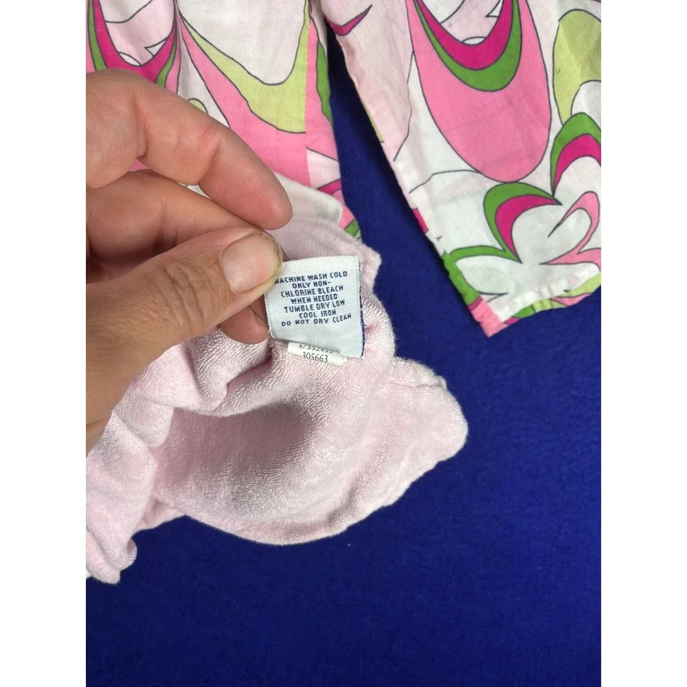 Boho Girls Old Navy Floral Terry Lined Swim Cover Up 5T Pink Green